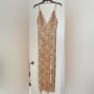 Fashion Nova Gold Sequin Maxi Dress